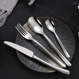 Dinnerware Sets 304 Stainless Steel Cutlery Knife Fork Spoon Western-style Steak Silver 4-piece Set