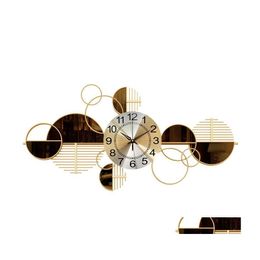 Wall Clocks Nordic Light Luxury Living Room Home Decoration Personalized Creative Ironwork Clock Drop Delivery Garden Decor Dhfyq