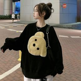 Men's Hoodies Sweatshirts Fashion Bear Oversized Women Korean Cute Hoody Streetwear Girl Autumn Harajuku Tops Female 230110