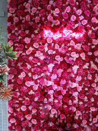 Decorative Flowers Encrypted Rose Flower Wall Panel DIY Wedding Baby Shower Birthday Party Store Background Decor Customised