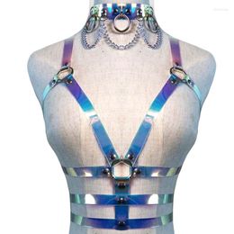 Belts Gothic Punk Harajuku PVC Colour Leather Body Harness Bondage Top Bra Caged Metal O Ring Waistband