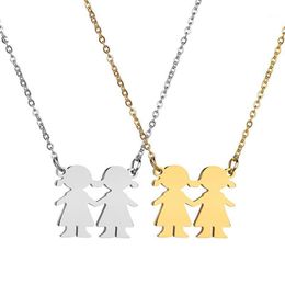 Chains Stainless Steel Sister Statement Necklace Cartoon Gold Silver Color Mama Daughter Family Pendants Women Kids Jewelry