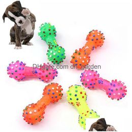 Dog Toys Chews New Arrival Colorf Dotted Dumbbell Shaped Squeeze Squeaky Faux Bone Pet Chew For Dogs Drop Delivery Home Gar Dhgarden Dhmcu