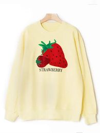 Women's Hoodies Women Fashion Embroidered Plush Strawberry Sweatshirt 2023 Ladies Long Sleeve O-neck Jumper Female Casual Pullover Tops