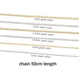 Chains 50cm for Jewellery Findings & Components Making Women Men Diy Stainless Steel Gold Plated Silver Chain Wholesale