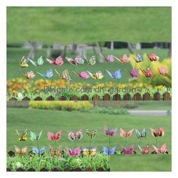 Garden Decorations 7Cm Doublelayer Simation Butterfly Gardening Flower Arrangement Forest Decoration Butterflys Crafts Zc195 Dhgarden Dhem8