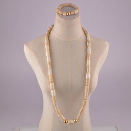 Earrings Necklace classic african necklace set white long coral beads for men and women nigerian wedding Jewellery 230110