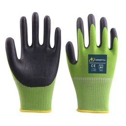 Work Gloves Green Bamboo Fibres PU or Nitrile Garden Lightweight Breathable Safety Protective for Women and Men