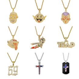 Pendant Necklaces Clearance Sale 26 Styles BLING Hip Hop Crystal Necklace Jewellery For Men ICED OUT N04