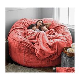 Chair Covers Ers Faux Fur Big Round Bean Bag Er Relax Seat Nt Soft Fluffy Without Fillings Lazy Sofa Bed Living Room Lounge Drop Del Dhvme