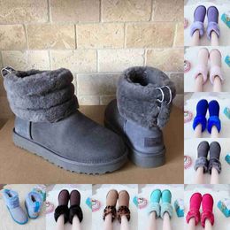 Australia Us GGs Mini Fluff Quilted Cuff Ankle Boots Adult Kid Suede Fur Winter Booties Infant Children Designer Shoes Famuly Match