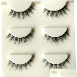 False Eyelashes 3Pair Invisible Band Transparent 3D Lashes Natural Long Wispy Drop Delivery Health Beauty Makeup Eyes Dhwva