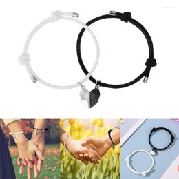 Link Bracelets 2 Pack Heart Magnetic Bracelet Couple Friendship Rope Braided Jewellery For Friends