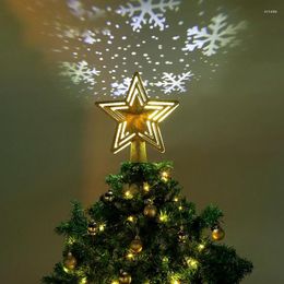 Christmas Decorations 1pc Tree Topper In Star Shape With LED Projection Lights For Winter Holiday Party Supplies