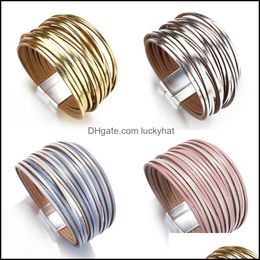 Charm Bracelets 2021 Vintage Leather Wrap For Women Mtiple Layer Slim Strips Wide Bracelet Bangle Fashion Jewelry 426 Z2 Drop Deliver Dhhx3