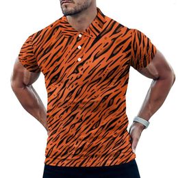 Polos para hombres estampados animales casuales camisas de polo naranja camisetas de tiras