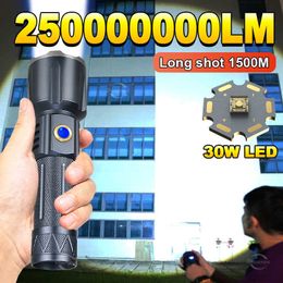 Flashlights Torches 250000000LM High Power Led Flashlights XHP160 Rechargeable Light Outdoor Lighting 1500m Hunting Self Defence Camping Torch Light 0109