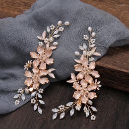 Hair Clips 2Pcs/Set Gold Colour Leaf Pearl Women Jewellery Wedding Accessories Headpiece Bridal Clip Ornament Gift
