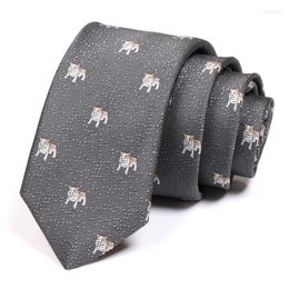 Bow Ties High Quality Mens Grey 6CM Tie Animal Print Male Fashion Formal Neck Business Suit Necktie Great For Party Work Gift Box