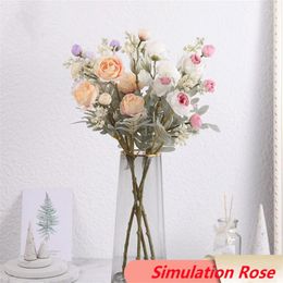 Decorative Flowers Silk Rose Artificial Flower Bouquet For Girls Birthday Gifts Romantic Home Living Room Wedding Decoration Fake