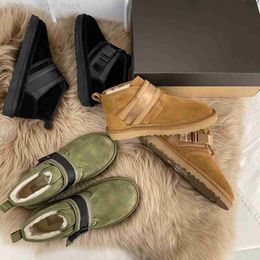 Australia Men's Neumel Snapback Suede Boots METAL GREY Moss Green Black Chukka Chestnut Buckle Ankle Shoes Shearling Fur Lined Low Booties