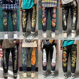 Мужские джинсы y2k retro Print Bet Star Men and Women Hip-Hop High Street Spring и осень Свободные Прямые Перетаскиваемые брюки T230110
