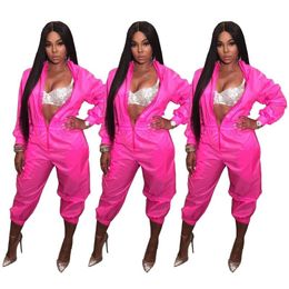 Women's Jumpsuits & Rompers Front Zipper Stand Collar Casual For Women Long Sleeve Party Bodysuit Stretwear Loose Club Feminino