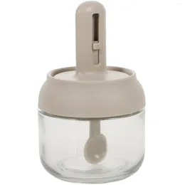 Storage Bottles Condiment Jar Dispenser Pepper Glassspoon Container Holder Seasoning Salt Box Household Canister