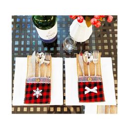 Other Kitchen Tools Christmas Decorations Cutlery Bag Linen Utensil Holders Knife Fork Bags Table Candy Xmas Party Wedding Supplies Dhgfm