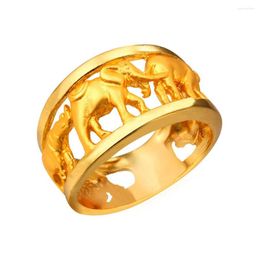 Wedding Rings Collare Antique Elephant Ring For Man/Woman Gold Colour Romantic Vintage Lucky With Gift Box Jewellery Fashion R261