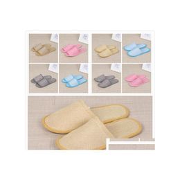 Disposable Slippers Cotton Linen Antislip Travel El Spa Home Guest Shoes Colorf Onetime Sandals Breathable Soft Drop Delivery Garden Dhgqk