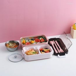 Dinnerware Sets 2023 Layers Microwave Lunch Box 304 Stainless Steel Bento For Kids Worker Heating Container With Tableware Sto