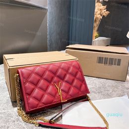 classic appearance Chequered women's Black Handbag women's luxury Chain Wallet Leather red white banquet bag