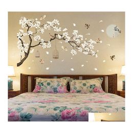 Wall Stickers 187X128Cm Big Size Tree Birds Flower Home Decor Wallpapers For Living Room Bedroom Diy Rooms Decoration Drop Delivery G Dh3Ng