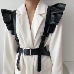 Belts Nightclub Punk Style Sling Waistcoat Shoulders Fashion PU Leather Skirt Lotus Leaf Trim Dress Shirt Strap Trendy Women Belt