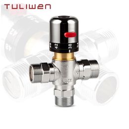 Smart Home Control Solid Copper 3-Way Thermostatic Mixing Valve 3/4 Inch Solar Water Heater Regulating Temperature