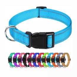 Reflective Dogs Collars Colourful Fadeproof Designer Belt for Large with Soft Neoprene Padded Breathable Nylon Puppy Collar Adjustable Pet Supplies E0111