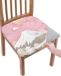 Chair Covers Mountain Peach Blossom Sun Elasticity Cover Office Computer Seat Protector Case Home Kitchen Dining Room Slipcovers