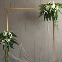 Decorative Flowers Wreaths 2x15m Wedding Arch Garden Party Backdrop Decor Frame Flower Balloon Gold Rectangular Rack Metal Stand 230110