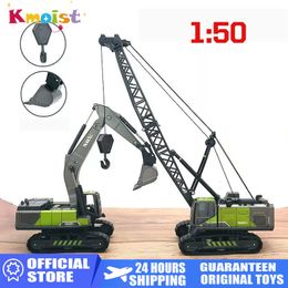 Diecast Model car 1 50 Model Car Mini Simulation Engineering Vehicle Model Toys for Boys Gifts Green Excavator Crane Diecasts Model Children Toy 230111