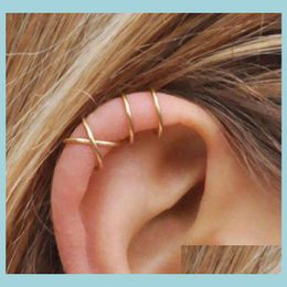 Clip-On Screw Back 5Pcs/Lot Star Leaf Clip On Earrings C Shape Sier Gold Leaves Dangle Hoop Earring Fashion Women Ear Cuff Drop De Dhihm