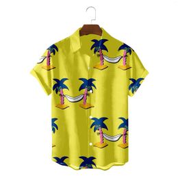 Men's Casual Shirts Summer Cosy Men Hawaiian Shirt Fashion Beach Coconut Tree Blusas Camisa Masculina Ropa Hombre Button Up Blouses