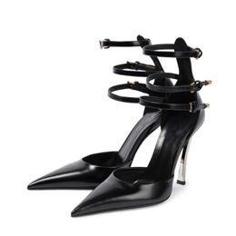 Dress Shoes Sandals Pointed Patent Leather Roman Sandals Women's Summer Stiletto Sexy Party/Banquet/Belt Buckle High Heel Sandals 34-43 0111
