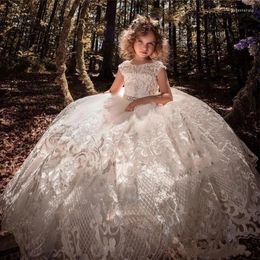 Girl Dresses Lace Pearls First Communion For Little Sleeveless Pageant Ball Gowns Custom Made