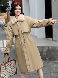 Women's Down Parkas Winter Plush Cotton Jacket Thick Coat with Hood Oversized Midi Long Wool Collar Warm Padded Coats Tops 230111