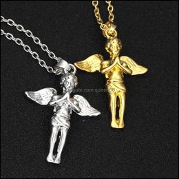 Pendant Necklaces Pretty Angel Pendants Color Chain Hip Hop Jewelry For Men Necklace Drop Delivery Dhb29
