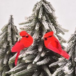 Christmas Decorations 3/6/12 Pcs Ornaments Artificial Birds Foam Feathers 9 Cm Simulation Red Craft Bird Xmas Tree Decor