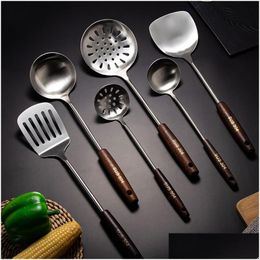 Spoons Stainless Steel Spoon Spata Cooking Soup Fried Vegetable Pot Shovel Kitchen Fry Colander Scoop Mti Nonstick Tableware Bh6713 Dhyqq