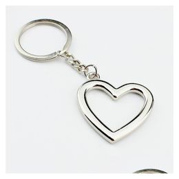 Keychains Lanyards 100Pcs/Lot New Novelty Zinc Alloy Heart Shaped Metal Keyrings For Lovers Drop Delivery Fashion Accessories Dhxsn