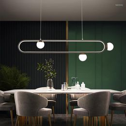 Chandeliers Nordic Oval Black Led Chandelier Lighting Living Room Dining Decoration Bar Shop Simple Installation